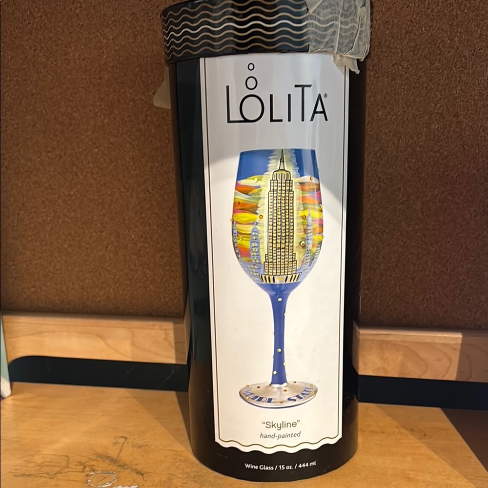 Lolita Hand-Painted Skyline Wine Glass